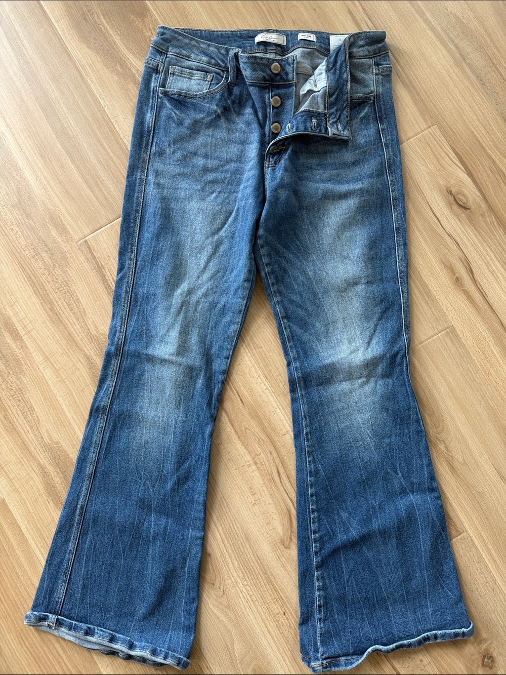 KanCan Medium Blue Flared Jeans with Button Fly
